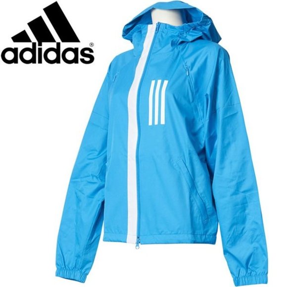 Adidas W.N.D. Windbreaker Jacket Water Repellent Womens Cyan Blue Full Zip Small - Picture 11 of 11
